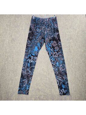 Lily Womens Printed Leggings Black/Blue S/M Stretch Polyester/Spandex Blend Slim